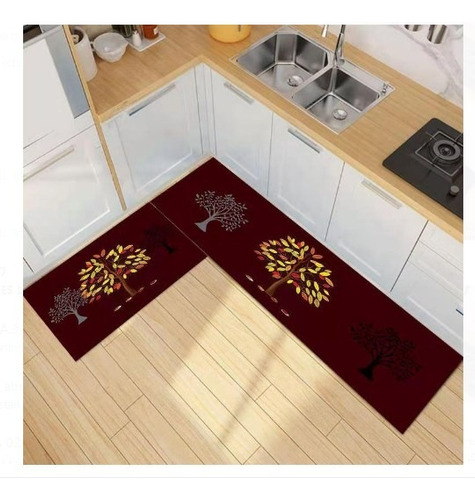 Set De 2 Alfombras Para Cocina  Piso Baño Diseños Teng Fei