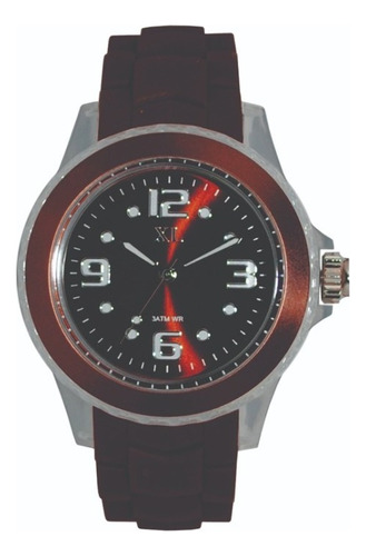 Reloj Mujer Extralarge Xl160 Malla Silicona Analogo Marron