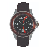 Reloj Mujer Extralarge Xl160 Malla Silicona Analogo Marron