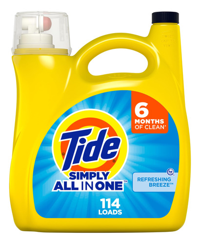 Tide Simply Liquid - Detergente Refrescante Para Ropa, 114 .