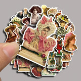 Set 60 Stickers Mujer Romántica Vintage Scrapbooking Collage