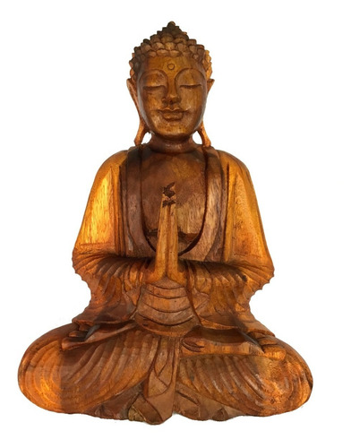 Buda Decorativo Estátua Escultura Madeira Decoração - 64 Cm