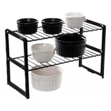 Rack Organizador De Armário 3 Níveis Armário Cozinha Preto