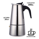 Cafeteira Italiana 300 Ml Aço Inox Polido Cor Aço Inoxidável