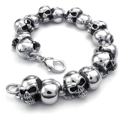 Brazalete De Pulsera De Acero Inoxidable, Calavera Gótica 