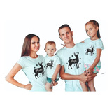 Camisetas Navidad Reno Venados Con Nombres Familia X2ud Blan