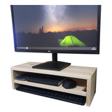 Base Soporte Monitor Escritorio En Madera 2 Niveles Colores