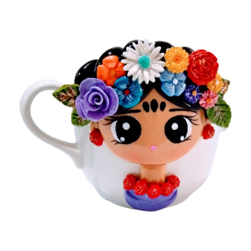 Taza Decorada Frida Kahlo Hecha A Mano