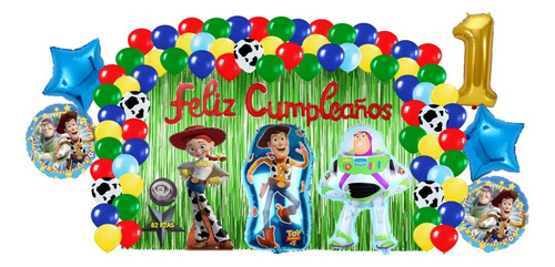 Kit Decoracion Fiesta Globos Toy Story Woody Jessie Buzz 82p
