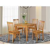 East West Furniture Oxan5-oak-c Set De 5 Mesas Y 4 Sillas Pa