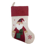 Bota Papai Noel Vermelha E Creme 45cm