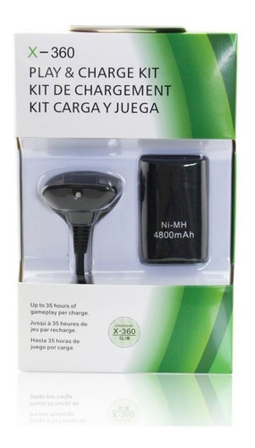 Kit Carga Y Juega Para Control Xbox 360 Cable Y Pila