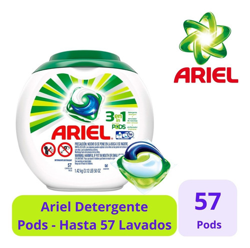 Ariel Pods Detergente 3 En 1 Cápsulas 57 - 1uds