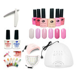 Kit Gelish (gama 6pz)+lampara 36w Uv/led+base+top+lima+aceit