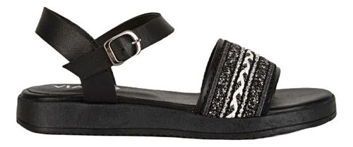 Sandalias Cuero Dama Mujer Viamo Gin Negro