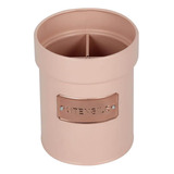 Lata Porta Utensílios De Cozinha Redondo Rosa Rosegold Fosco