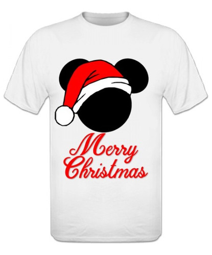 Polera Estampada De Navidad Diseño Mickey De Navidad 