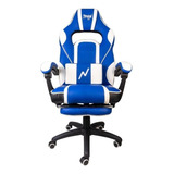 Silla De Escritorio Noga Typhon Rt Gamer Azul Con Apoya Pies