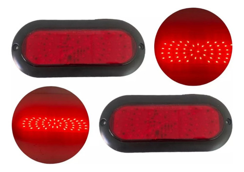 Plafón Rojo Ovalado De 54 Leds Para Camión 12/24v 2 Pzs