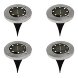 Estaca Lampara Solar De 8 Led Recargable Jardín Pack X 4