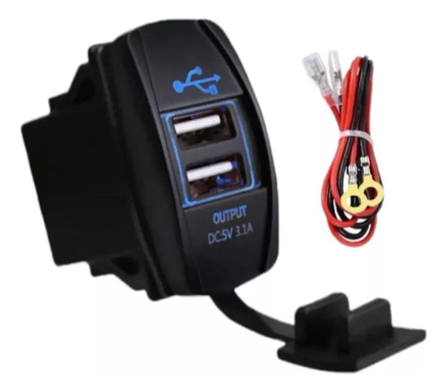 Puertos Usb Para Auto Moto Cargador Doble Con Luces