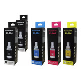 Pack Tintas Refill Ink T664 Para Epson 70 Ml + Negra Extra 