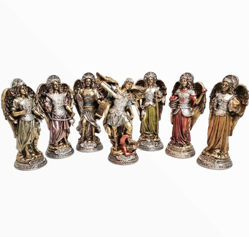 Figuras Decorativas Juego De 7 Arcángeles 15 Cm Dorado