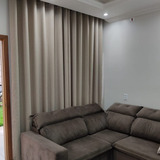 Cortina 4,00x2,60 Linho Forrada 80% Vedação Blackout Quarto Cor Gaze Linho Bege Com Blackout