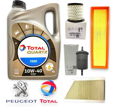 Kit 4 Filtros + Aceite Total Peugeot 207 Compact 1.4 Nafta