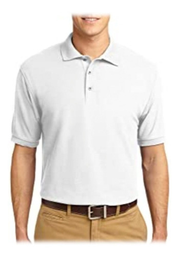 Camisetas Tipo Polo Hombre Grande En Tela Blanca -tallas 2xl