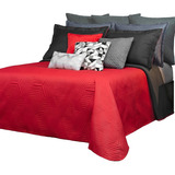 Edredón Individual Esquimal Pinsonic Liso + Funda Almohada Diseño De La Tela Dante (rojo/negro