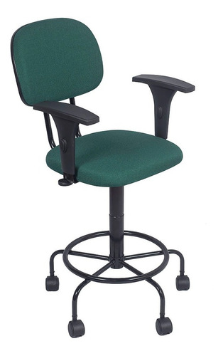 Cadeira Caixa Alta Com Rodinhas Braco De Regulagem De Altura Cor Verde