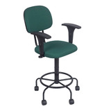 Cadeira Caixa Alta Com Rodinhas Braco De Regulagem De Altura Cor Verde
