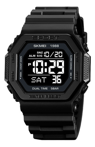 Reloj Hombre Skmei 1988 Digital Alarma Fecha Cronometro Malla Negro