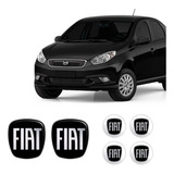 6 Adesivos Emblema Fiat Preto Grand Siena 2012 Até 2019