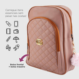 Mochila Mochilinha Bolsa Feminina Courino Fashion C/ Alça Cor Rosa