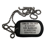 Dog Tag Laser Placa Identificacion Militar Personalizada