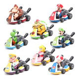 Juego De 8 Piezas Super Mario Kart Pull Back Acción Figura M