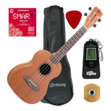 Kit Ukulele Concert 23  Com Capa Afinador E Jogo De Cordas