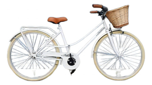 Bicicleta Paseo Femenina Le Bike Classic Vintage  2021 R26 1v Freno V-brakes Color Blanco Con Pie De Apoyo  