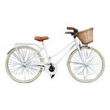 Bicicleta Paseo Femenina Le Bike Classic Vintage  2021 R26 1v Freno V-brakes Color Blanco Con Pie De Apoyo  