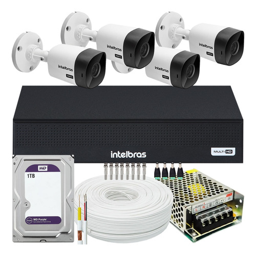 Kit Intelbras 4 Câmeras Vhc 1120 20m Dvr 4 Canais 1tb Purple