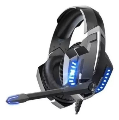 Fone De Ouvido Gamer Com Led Profissional Preto/azul