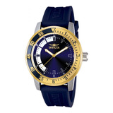 Reloj Invicta Hombre Azul Y Dorado 45mm Wr 100m Mod. 12847 Color Del Bisel Azul/dorado