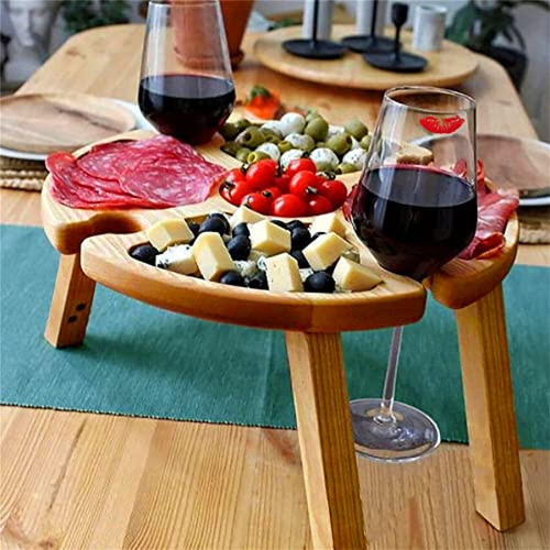 Mesa De Vino Portátil Mesa De Picnic Plegable De Madera Para