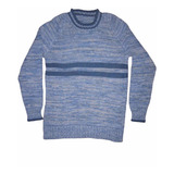 Buzo Sweater Franja Azul-gris Adulto Hombre