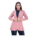 Blazer Feminino Max Kit2 Acinturado Sobretudo Longo Neoprene