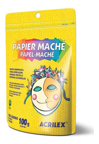 Papel Mache 100g Acrilex Cor Branco