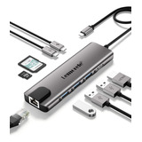 Lemorele Adaptador Multipuerto Usb C Hub 9 En 1 Con Gigabit