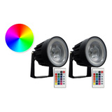 2 Spot Led Sobrepor C/ Alça 7w Rgb Colorido A Prova Dágua